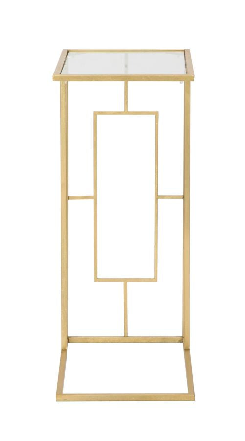 Kleiner rechteckiger Tisch aus Metall und Glas in Gold