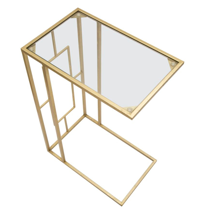 Kleiner rechteckiger Tisch aus Metall und Glas in Gold