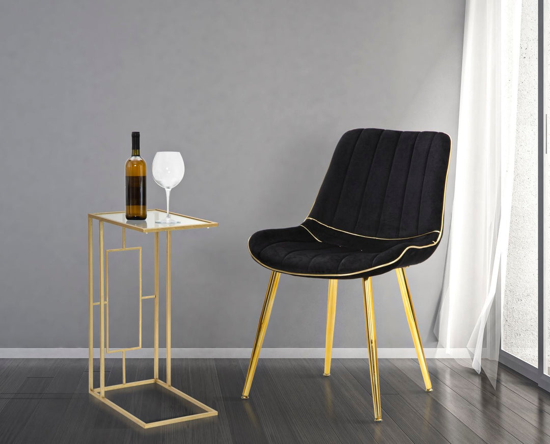 Kleiner rechteckiger Tisch aus Metall und Glas in Gold