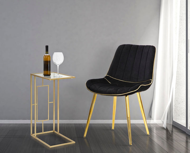 Kleiner rechteckiger Tisch aus Metall und Glas in Gold