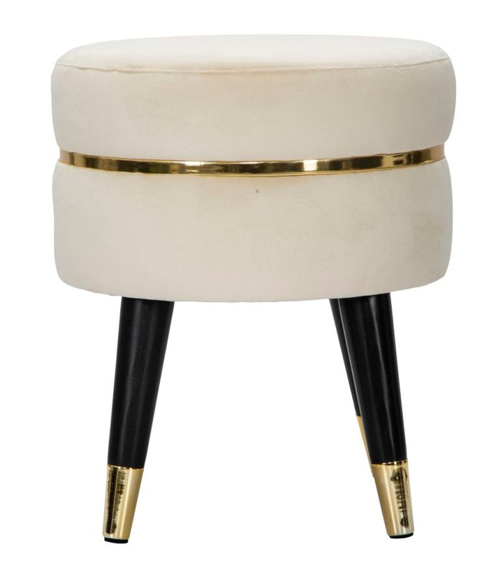 Creme Samt Rundhocker Mit Goldbasis Paris Akzentsitz