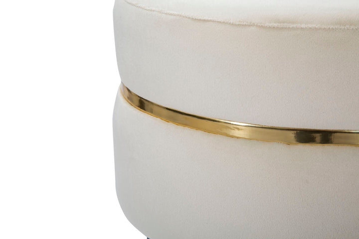 Creme Samt Rundhocker Mit Goldbasis Paris Akzentsitz