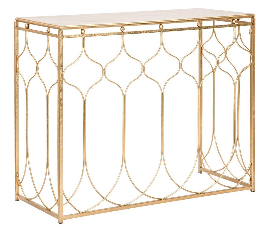 Geometrischer Konsolentisch in Gold mit rechteckiger Form