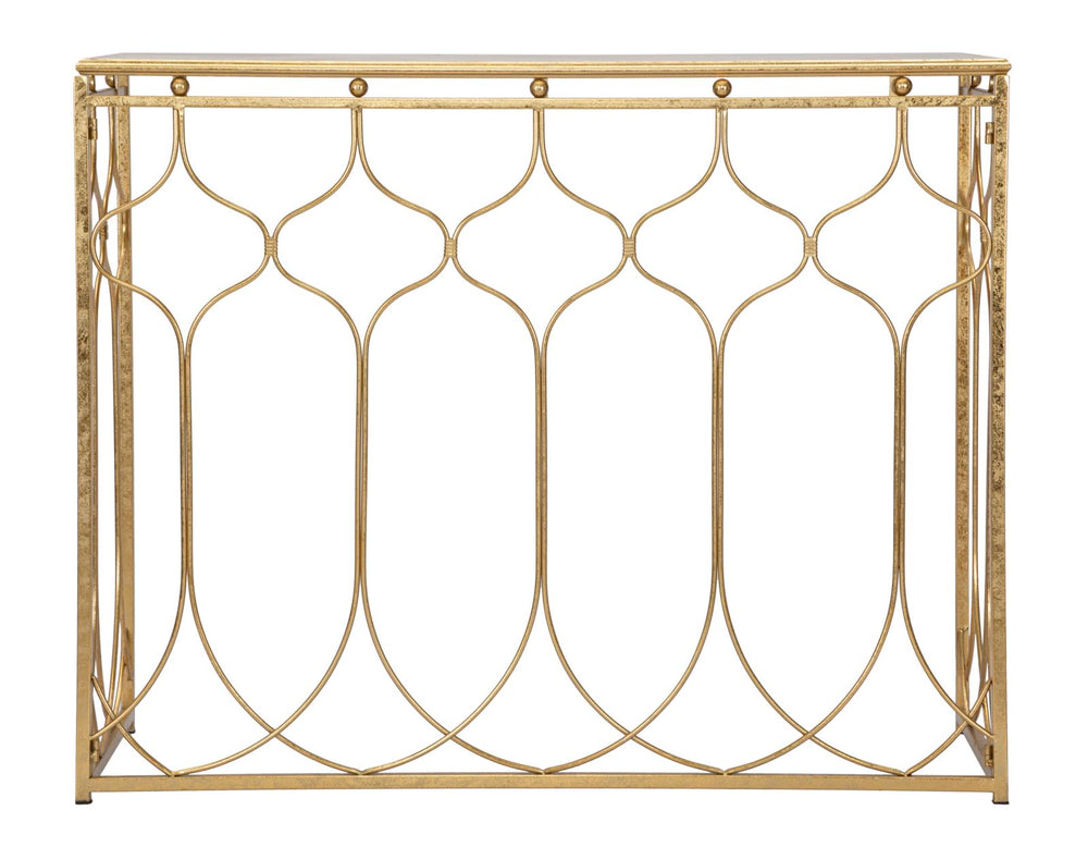 Geometrischer Konsolentisch in Gold mit rechteckiger Form