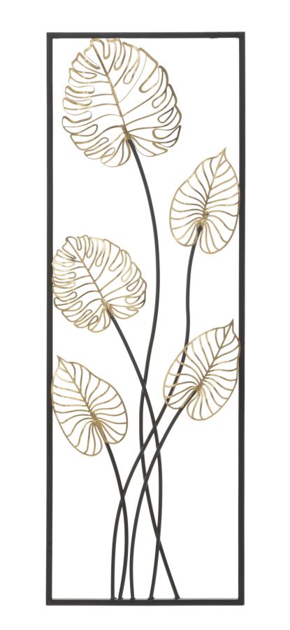 Gold & Schwarz Metall Palm Leaf Wanddekoration (Moderne Skulptur)