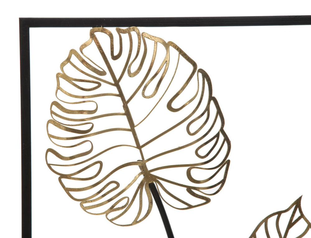 Gold & Schwarz Metall Palm Leaf Wanddekoration (Moderne Skulptur)