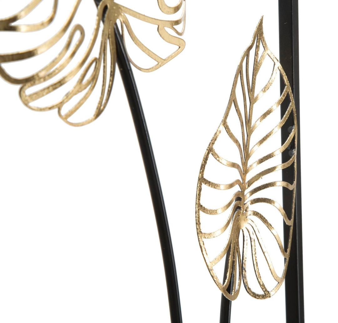 Gold & Schwarz Metall Palm Leaf Wanddekoration (Moderne Skulptur)