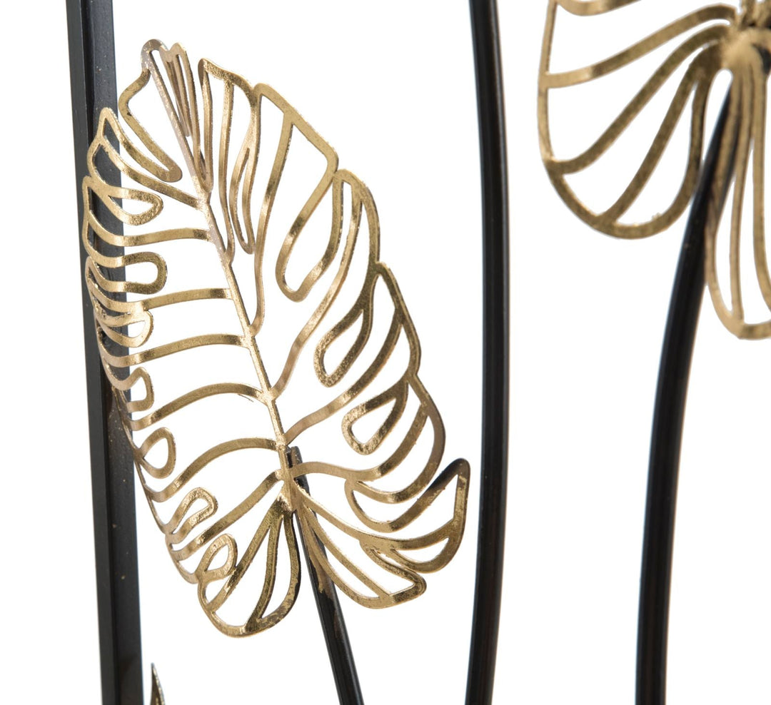 Gold & Schwarz Metall Palm Leaf Wanddekoration (Moderne Skulptur)
