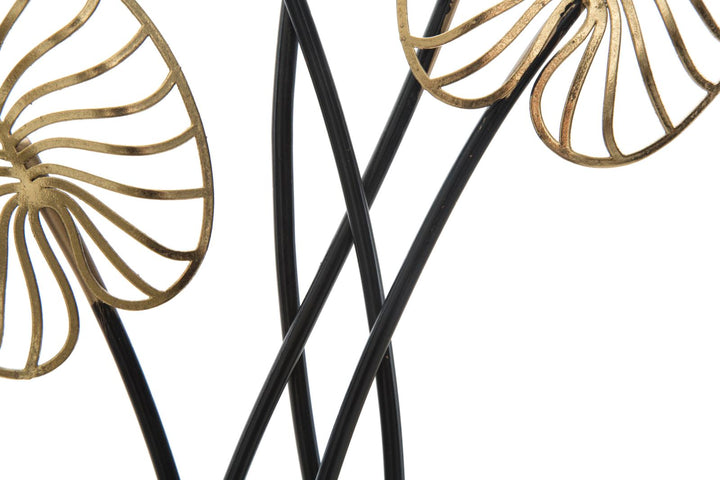 Gold & Schwarz Metall Palm Leaf Wanddekoration (Moderne Skulptur)