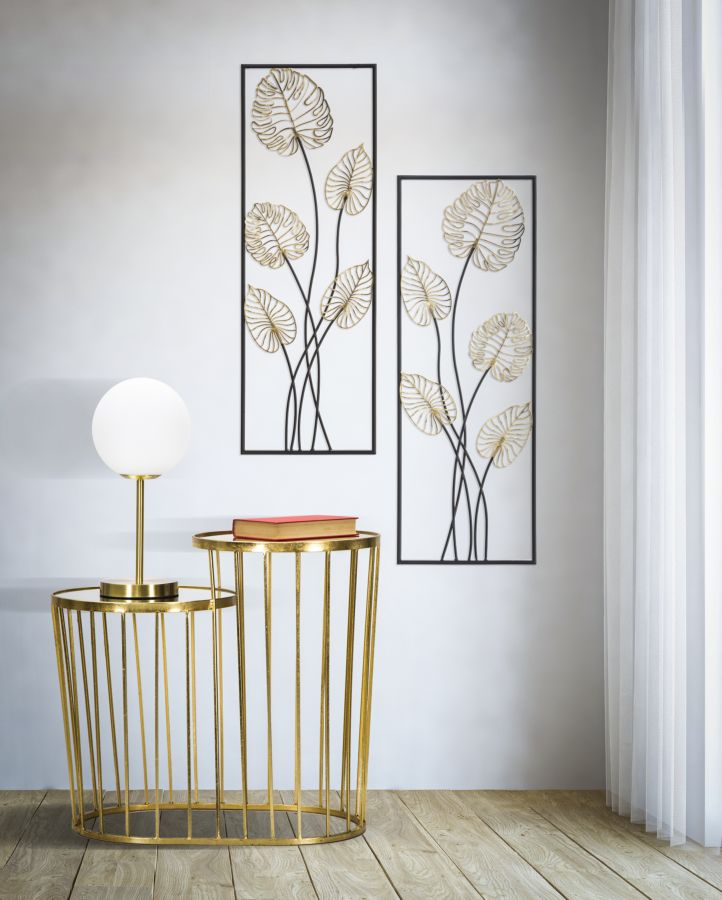 Gold & Schwarz Metall Palm Leaf Wanddekoration (Moderne Skulptur)