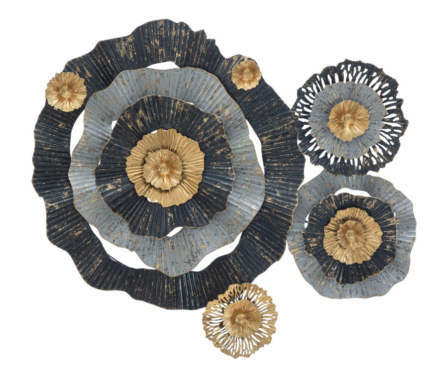 Gold & Schwarz & Grau Florale Wanddekoration