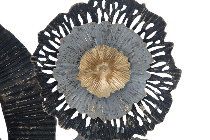 Gold & Schwarz & Grau Florale Wanddekoration