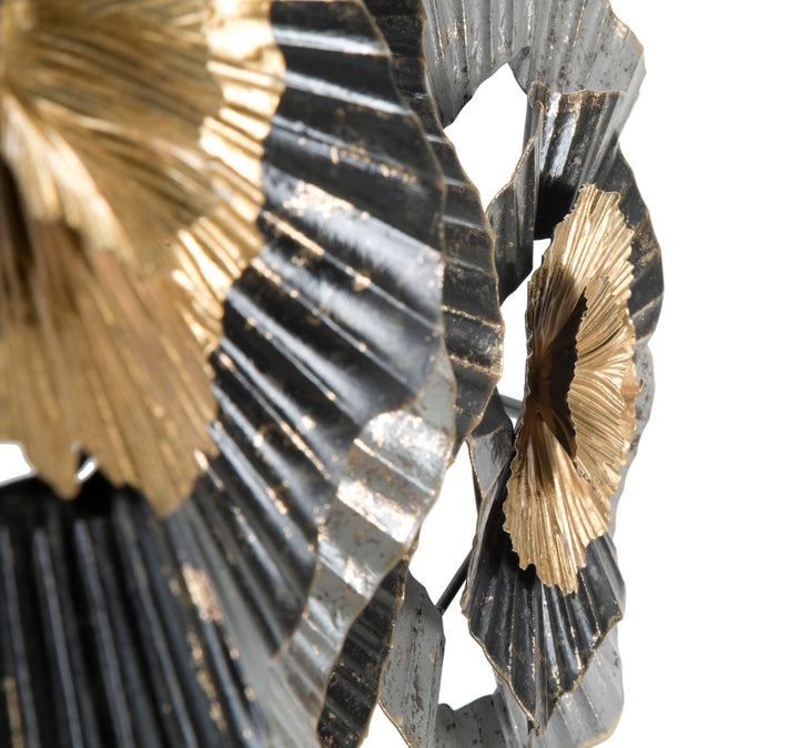 Gold & Schwarz & Grau Florale Wanddekoration