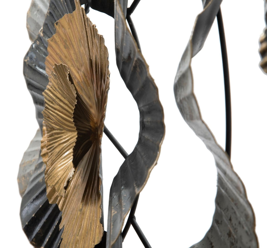 Gold & Schwarz & Grau Florale Wanddekoration