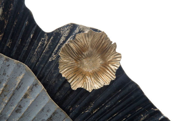 Gold & Schwarz & Grau Florale Wanddekoration