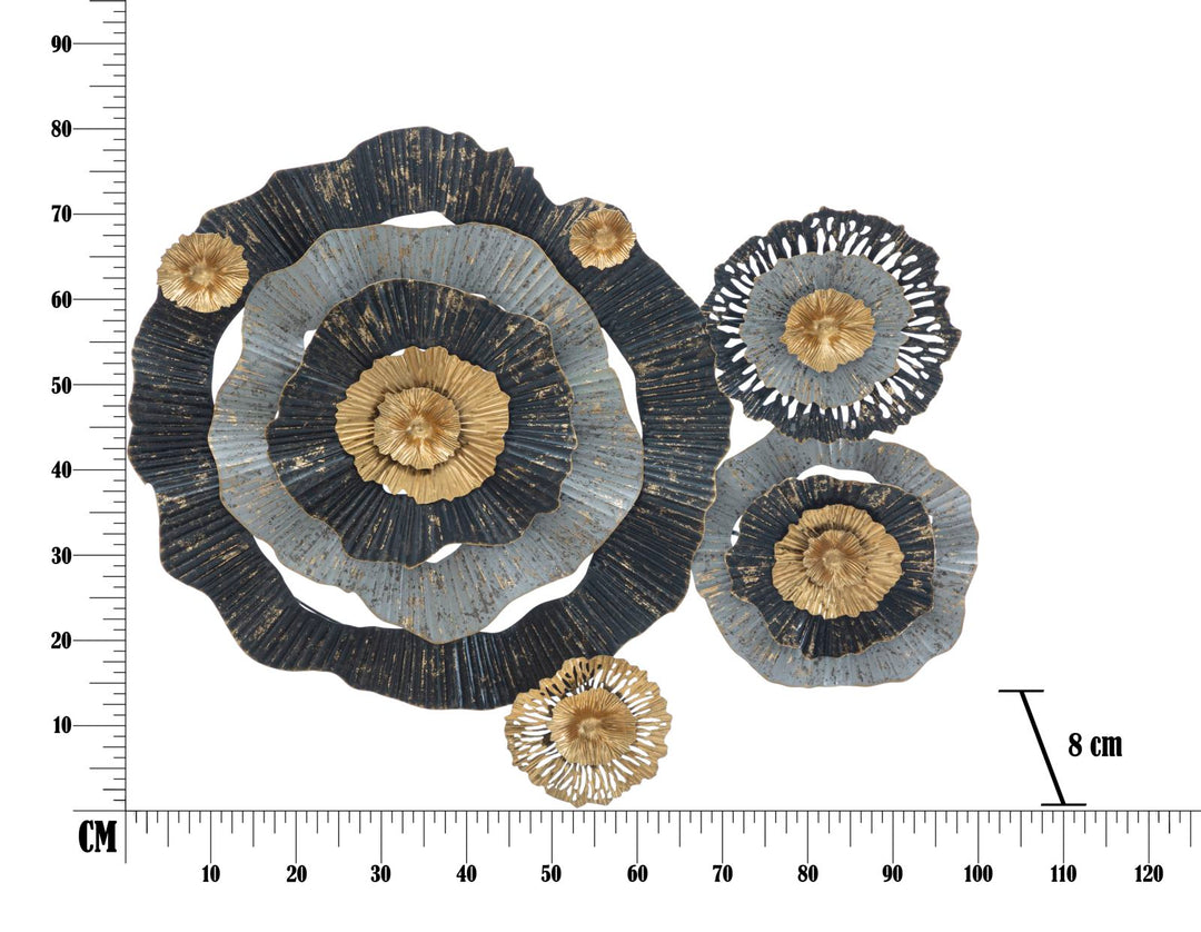 Gold & Schwarz & Grau Florale Wanddekoration