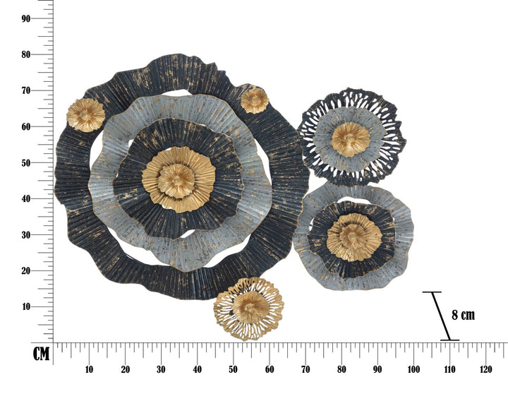 Gold & Schwarz & Grau Florale Wanddekoration