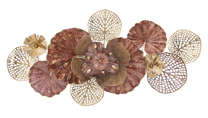 Gold & Rot Floral Wanddekoration