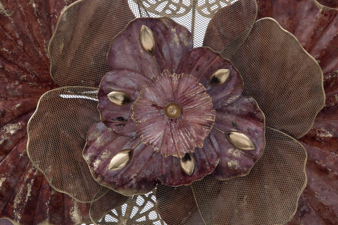 Gold & Rot Floral Wanddekoration