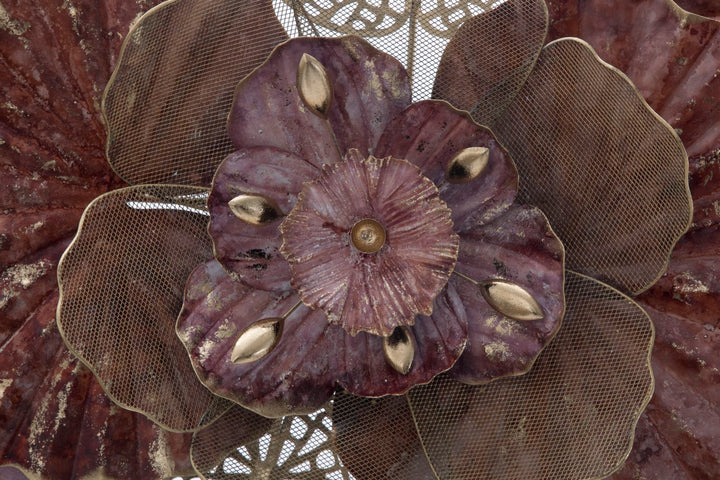 Gold & Rot Floral Wanddekoration