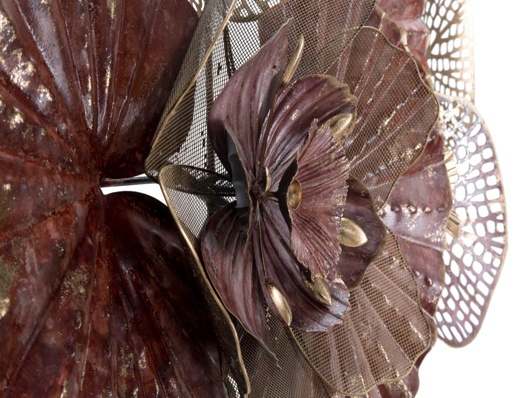 Gold & Rot Floral Wanddekoration