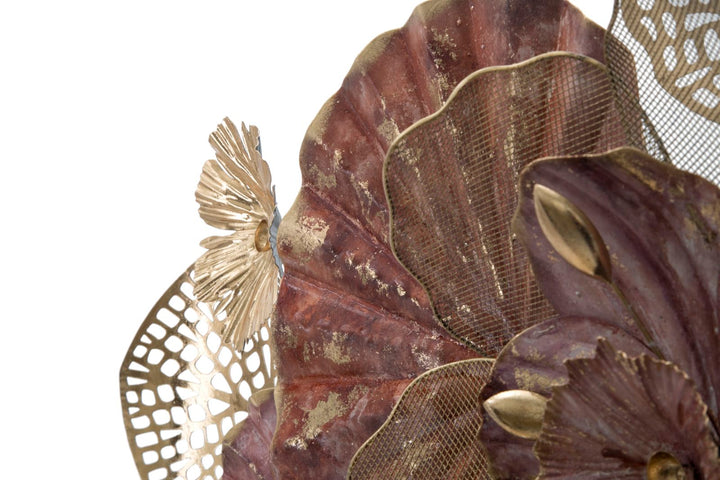 Gold & Rot Floral Wanddekoration