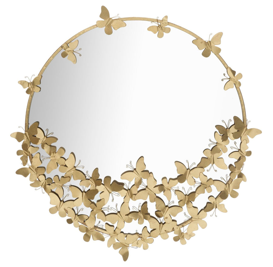 Gold Metall Schmetterling Runde Wandspiegel