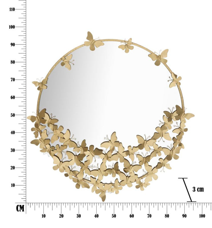 Gold Metall Schmetterling Runde Wandspiegel