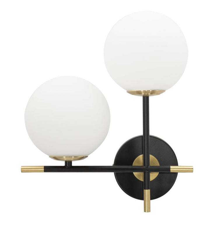 Gold und Schwarz Metall Wandlampe mit 2 Glühbirnen