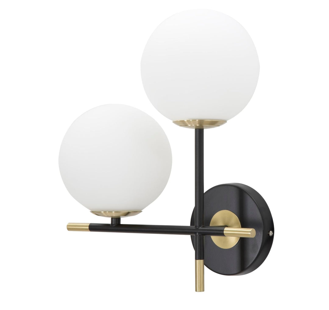 Gold und Schwarz Metall Wandlampe mit 2 Glühbirnen
