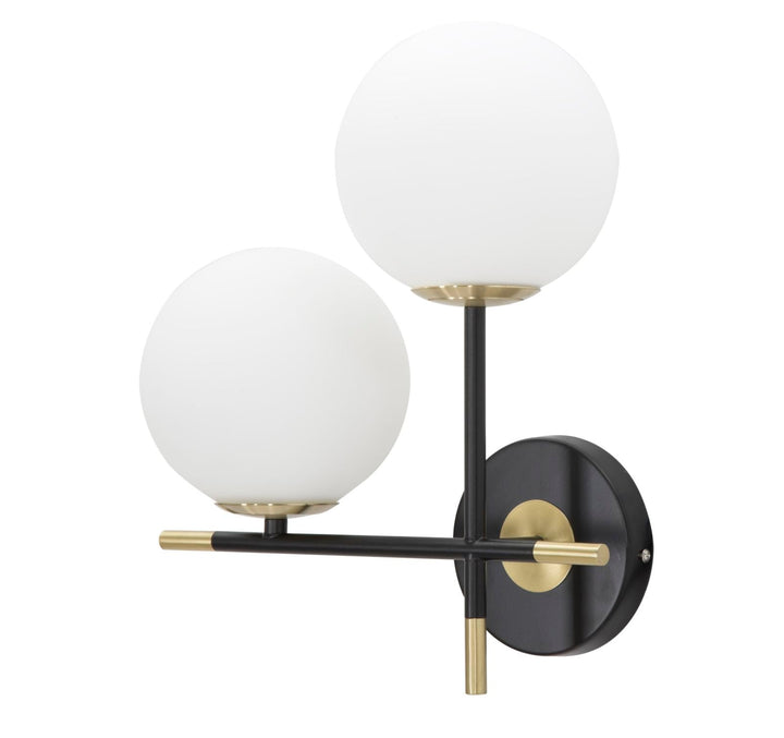 Gold und Schwarz Metall Wandlampe mit 2 Glühbirnen