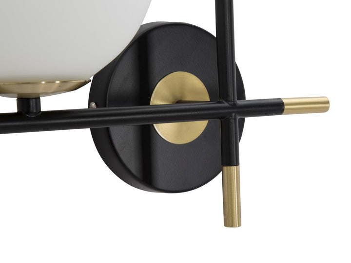 Gold und Schwarz Metall Wandlampe mit 2 Glühbirnen