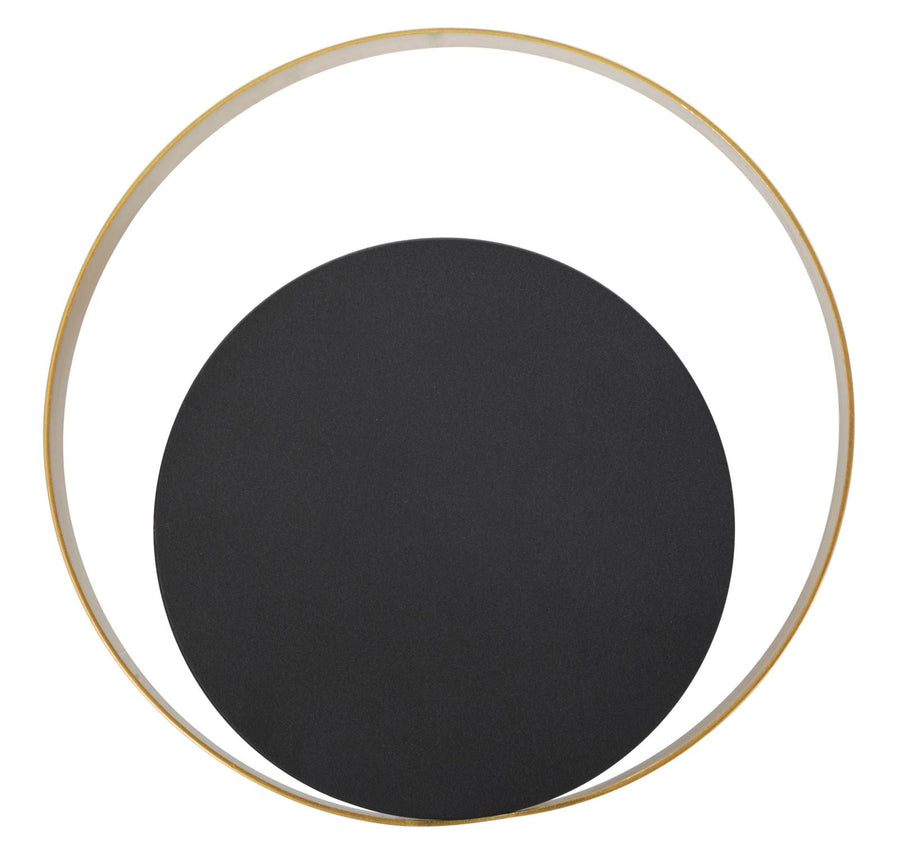 Geometrische runde Wandleuchte aus Metall in Gold und Schwarz