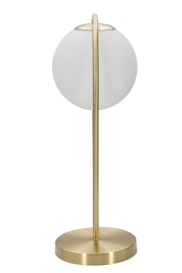 Goldfarbene tropfenförmige Tischlampe aus Metall