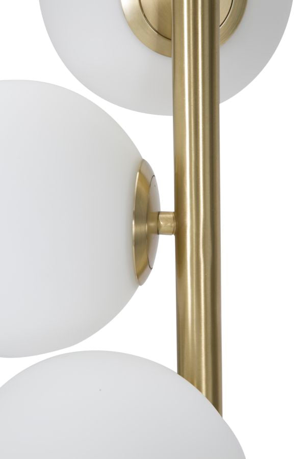 Stehlampe aus schwarzem und goldenem Metall mit 5 Glühbirnen