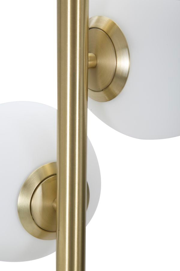 Stehlampe aus schwarzem und goldenem Metall mit 5 Glühbirnen