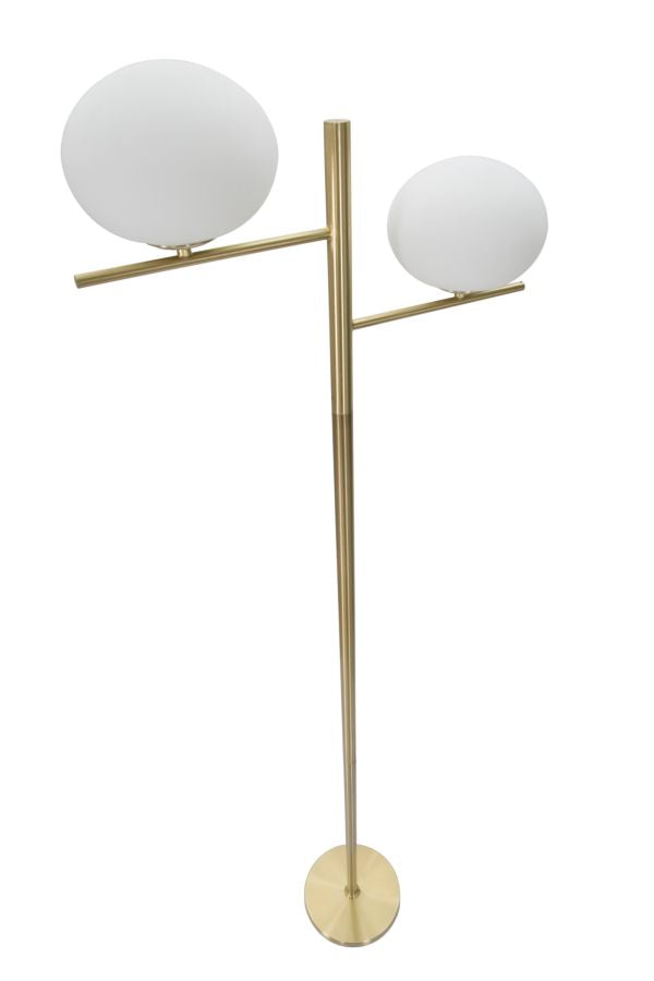 Goldene Metall Stehlampe mit 2 Lichtern