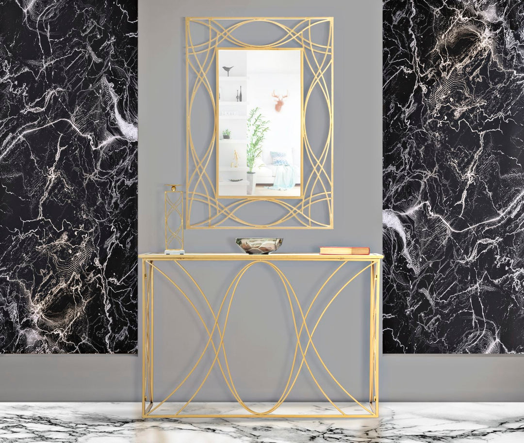 Glas Konsolentisch Mit Gold Rahmen Exy Moderner Flurtisch