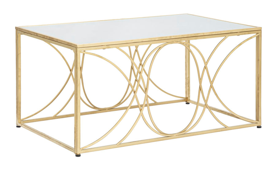 Couchtisch aus Metall und Glas in Gold