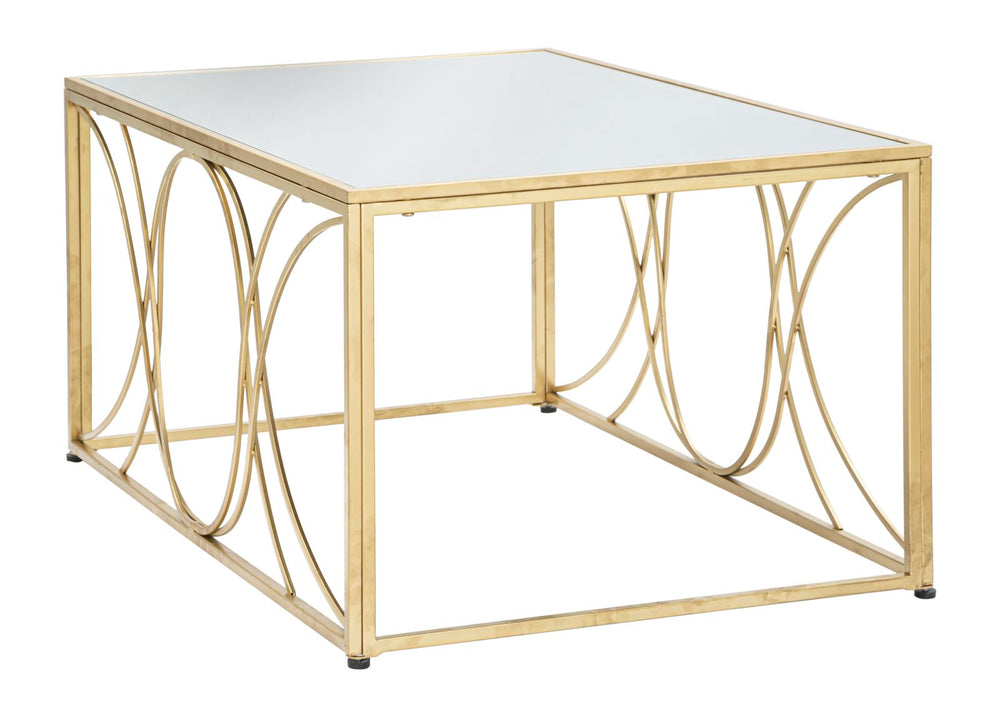 Couchtisch aus Metall und Glas in Gold