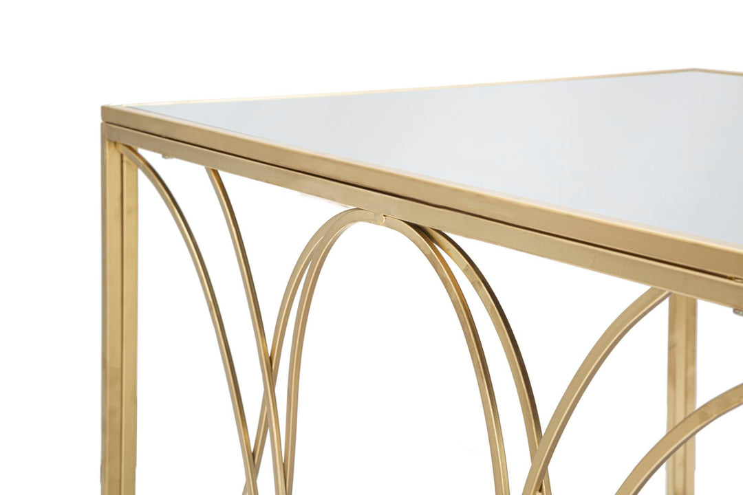 Couchtisch aus Metall und Glas in Gold