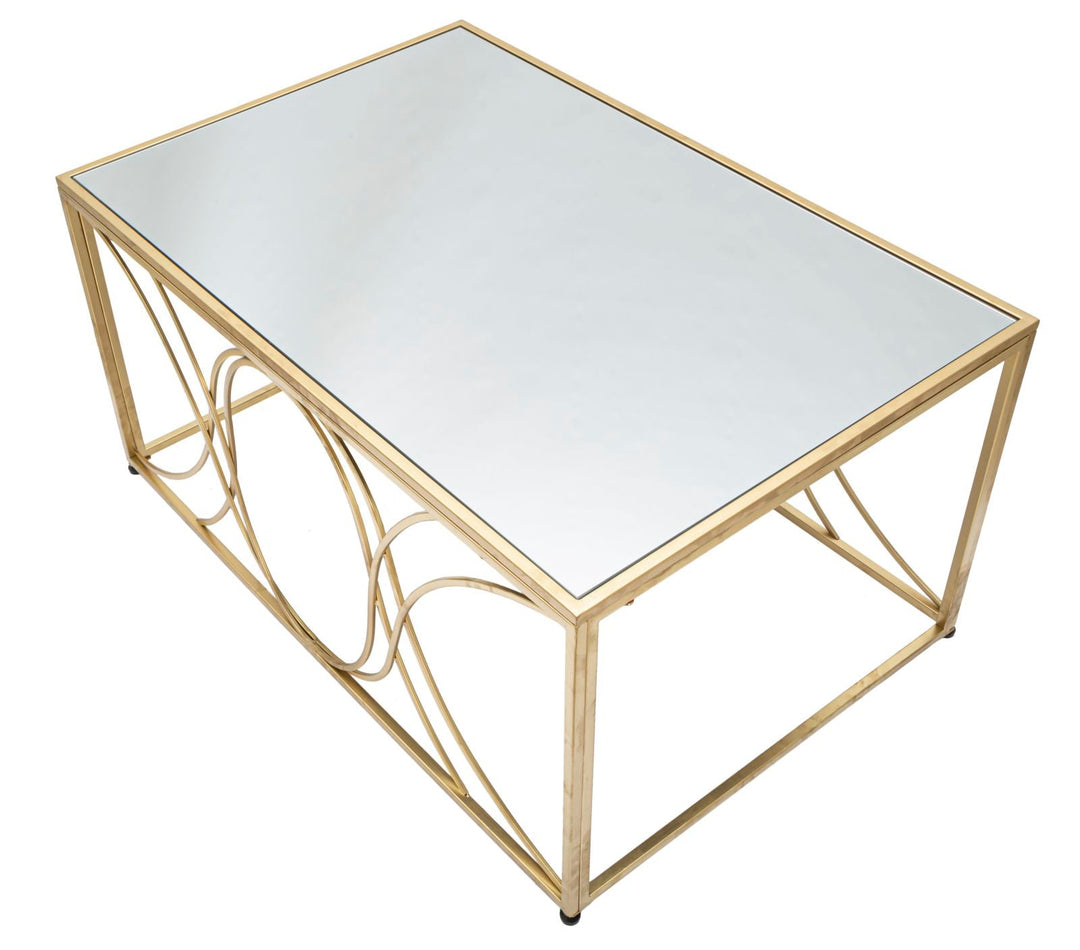 Couchtisch aus Metall und Glas in Gold
