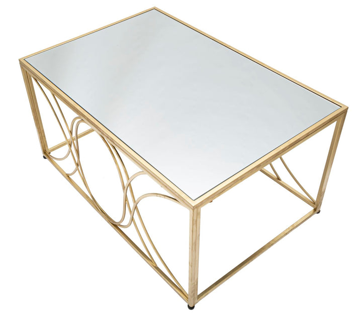 Couchtisch aus Metall und Glas in Gold
