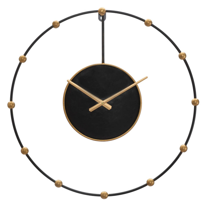 Bronzene und schwarze Wanduhr aus Metall