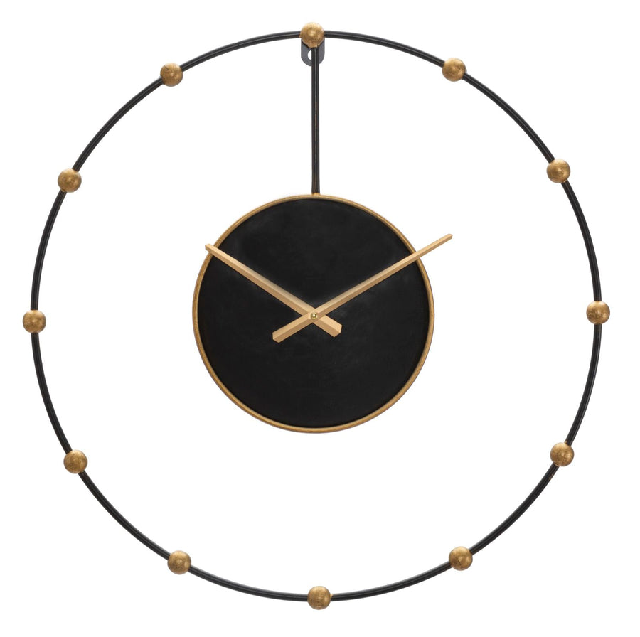 Bronzene und schwarze Wanduhr aus Metall