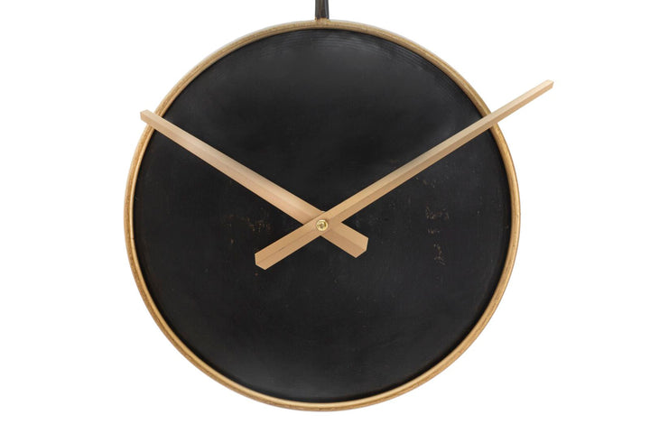 Bronzene und schwarze Wanduhr aus Metall