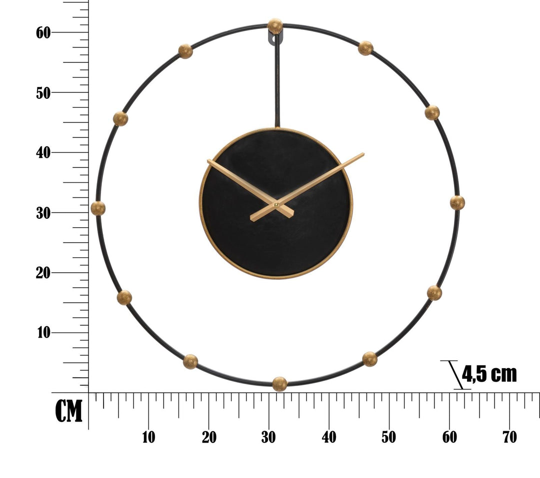 Bronzene und schwarze Wanduhr aus Metall