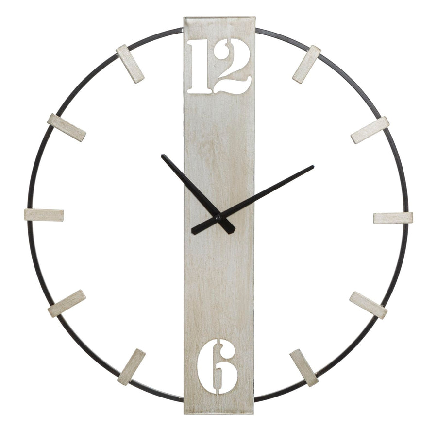 Silberne und schwarze Wanduhr aus Metall