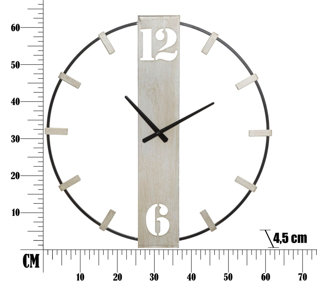 Silberne und schwarze Wanduhr aus Metall