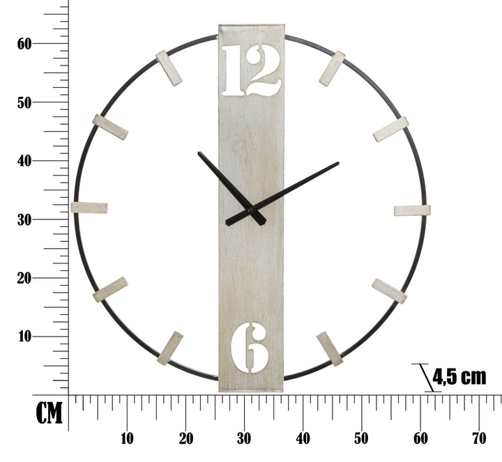 Silberne und schwarze Wanduhr aus Metall